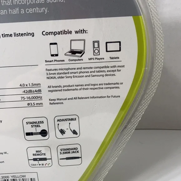 Nakamichi Amplified Stereo Headphones Wired Mic Remote Green Adjustable NWT - Picture 11 of 16